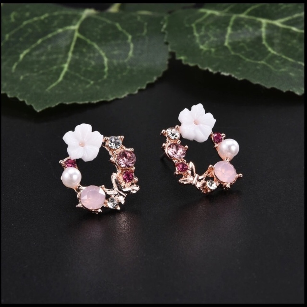 Pink Wreath Earrings